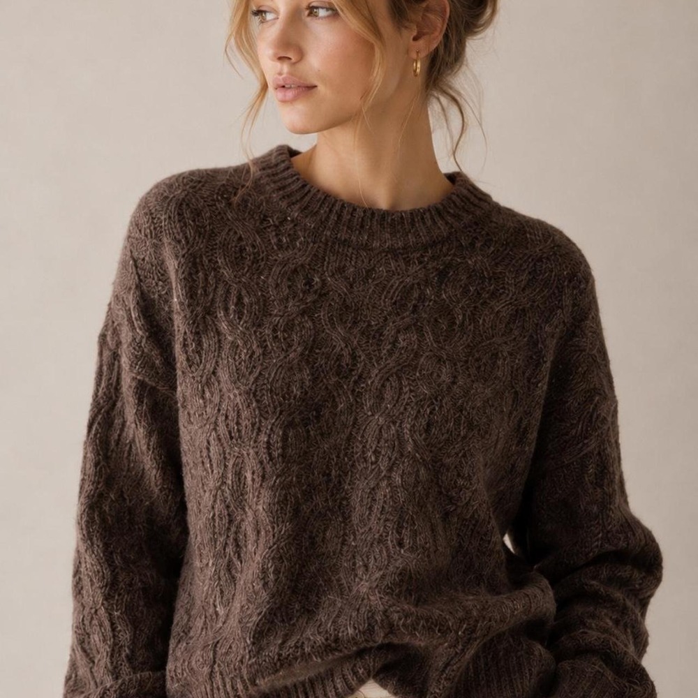 Wild Fable brown cable knit sweater
